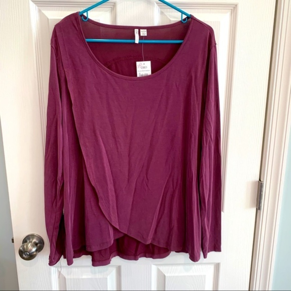 NWT Cato burgundy long sleeve athleisure top 14/16